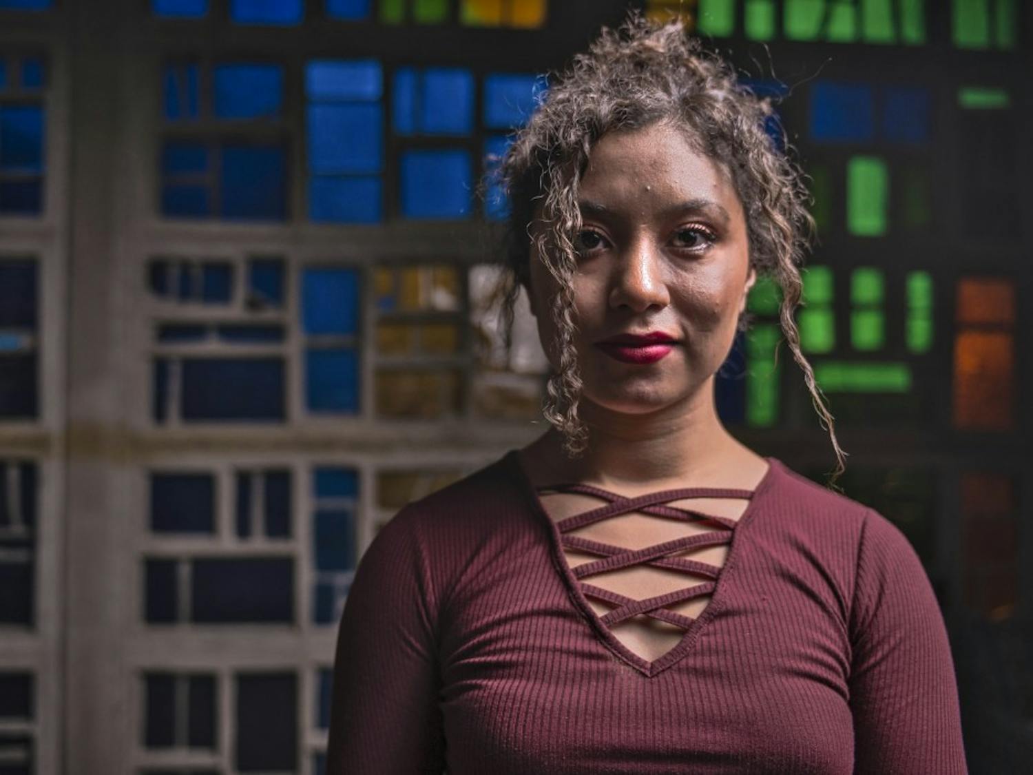 Lupe Cordova, DACA beneficiary stands poised in the UNM College of Education, November 22, 2017. Cordova a Dreamer aims to pursue a future in the nursing program by utilizing the DACA program.