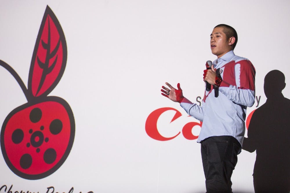 Filmmaker Kel Cruz introduces the 2016 Cherry Reel Film Festival Saturday, Nov. 19, 2016 at the UNM SUB Theater. This year the festival received a record number of submissions with more than 50, leaving only 19 films in the final selection process.