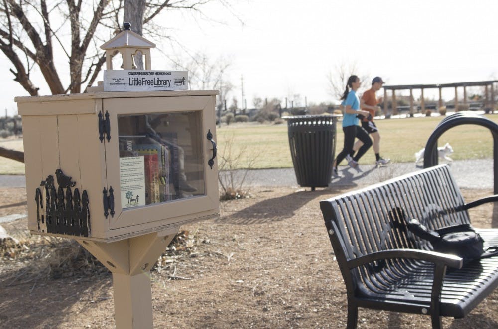 A Little Free Library stands at Patricia Cassidy Park in the Northeast Heights. Little Free Libraries were dreamed up in 2009 in Hudson, Wisconsin and have spread throughout the country. They serve as public libraries where people can exchange books in their communities. 
