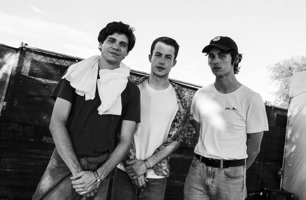 Shortly after an interview with the Lobo the Wallows pose for a quick picture at this years Austin City Limits. From left to right is Braeden Lemasters, Dylan Minnette and Cole Preston.