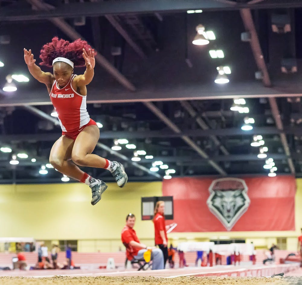 Senior Jannell Hadnot breaks the school record in the triple jump with a 43-foot-6-inch leap on Saturday, Feb. 4, 2017 at the Albuquerque Convention Center.