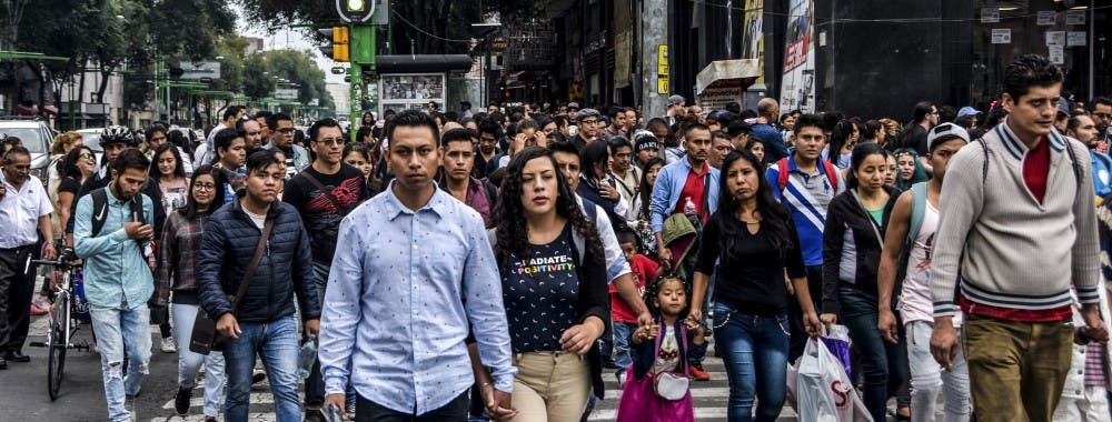 Pedestrian traffic crossing in Mexico City July 11, 2018.