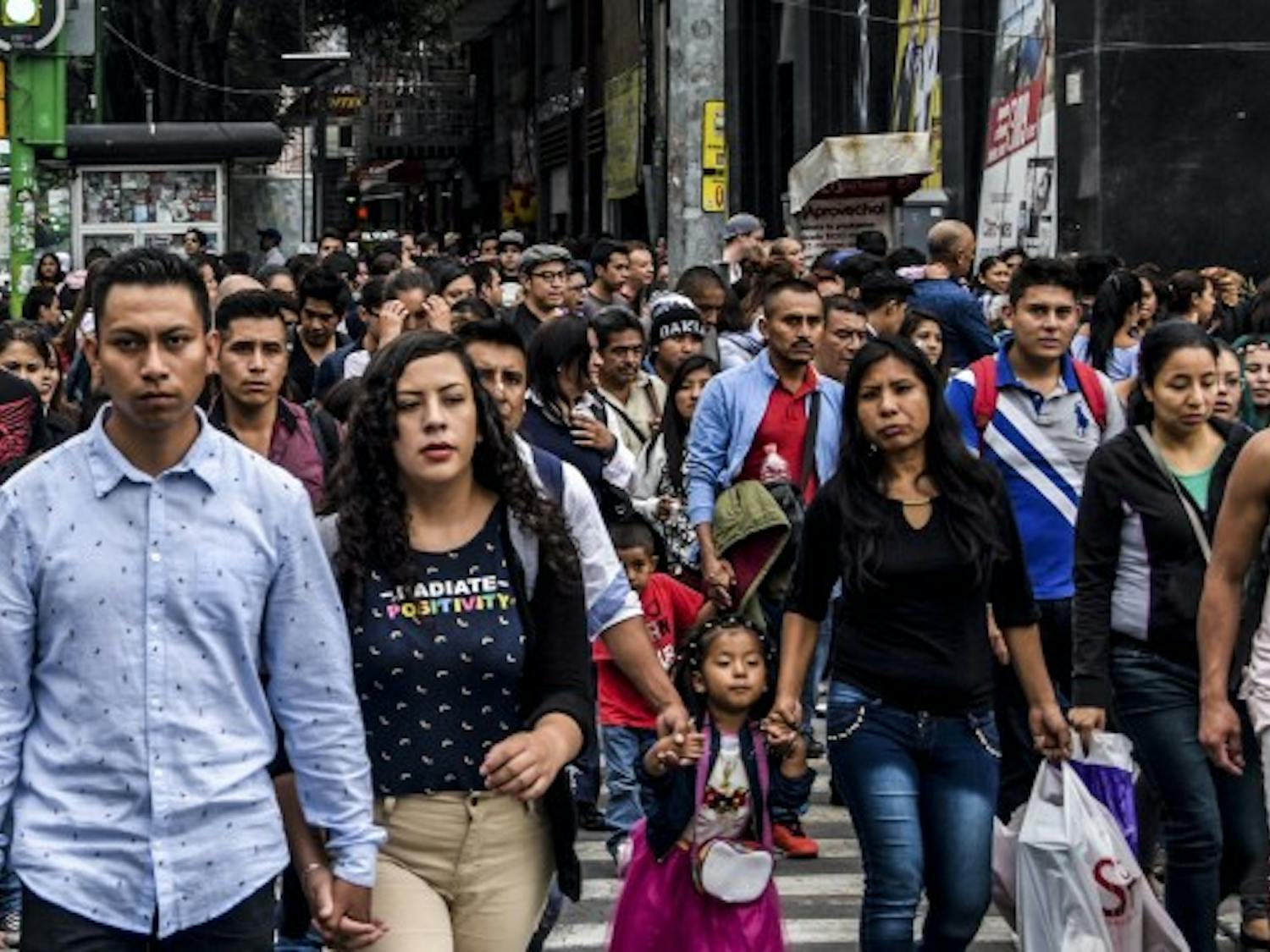 Pedestrian traffic crossing in Mexico City July 11, 2018.