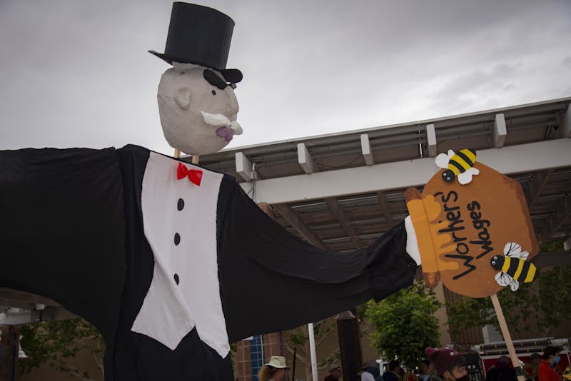Union members gather for May Day on Civic Plaza 