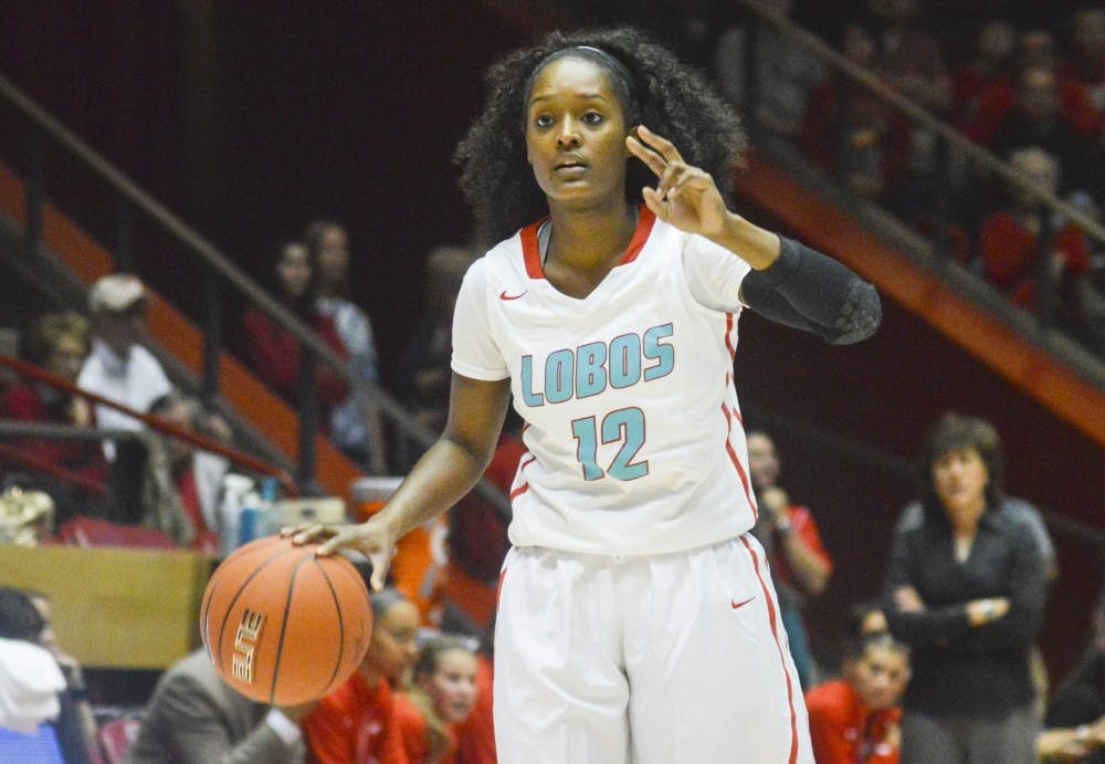 Lobo junior guard Bryce Owens signals to her team during the game against Stanford at the Pit on Monday night. The Lobos will host Boston University on Friday at 7 p.m. at the Pit. 
