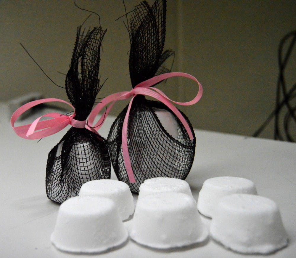 Completed bath bombs can be wrapped for a festive effect..