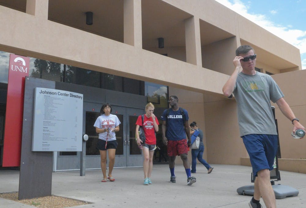 Students leave the Johnson Center on Monday afternoon. The University is asking students feedback about the renovation. 