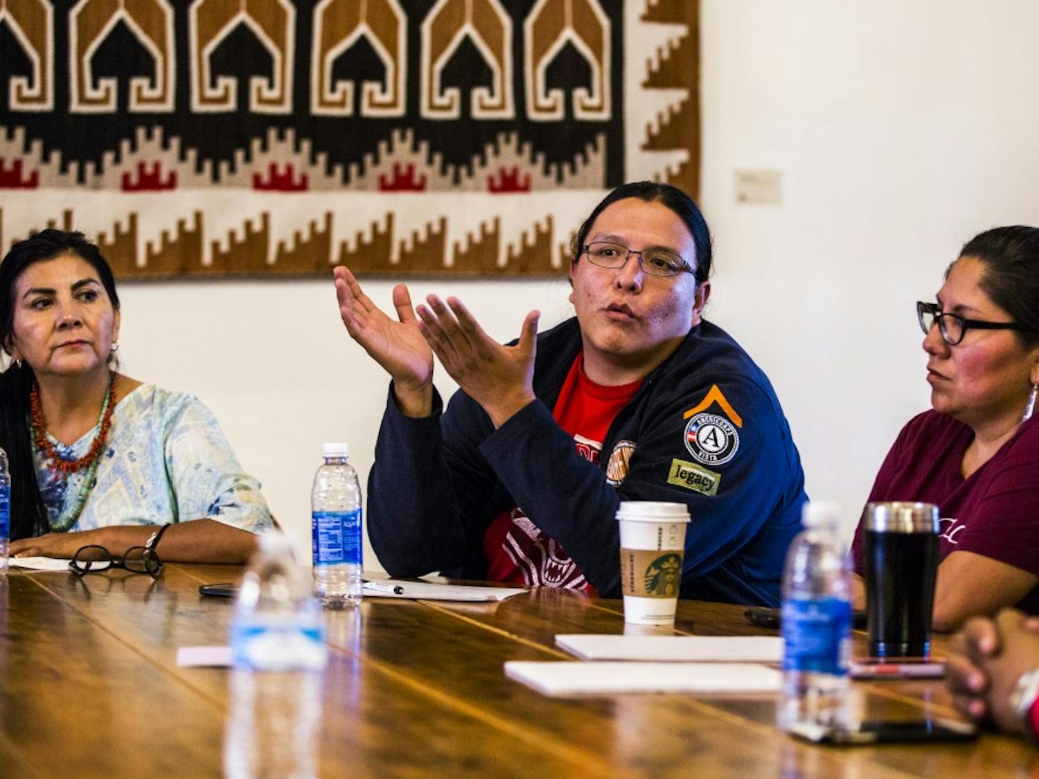 UNM alumus Mario Atencia speaks at a forum held on Wednesday, Sept. 29, 2016 at Hodgin Hall. This forum is one of several that have been organized by UNM to discuss a potential new design of UNM's official seal.