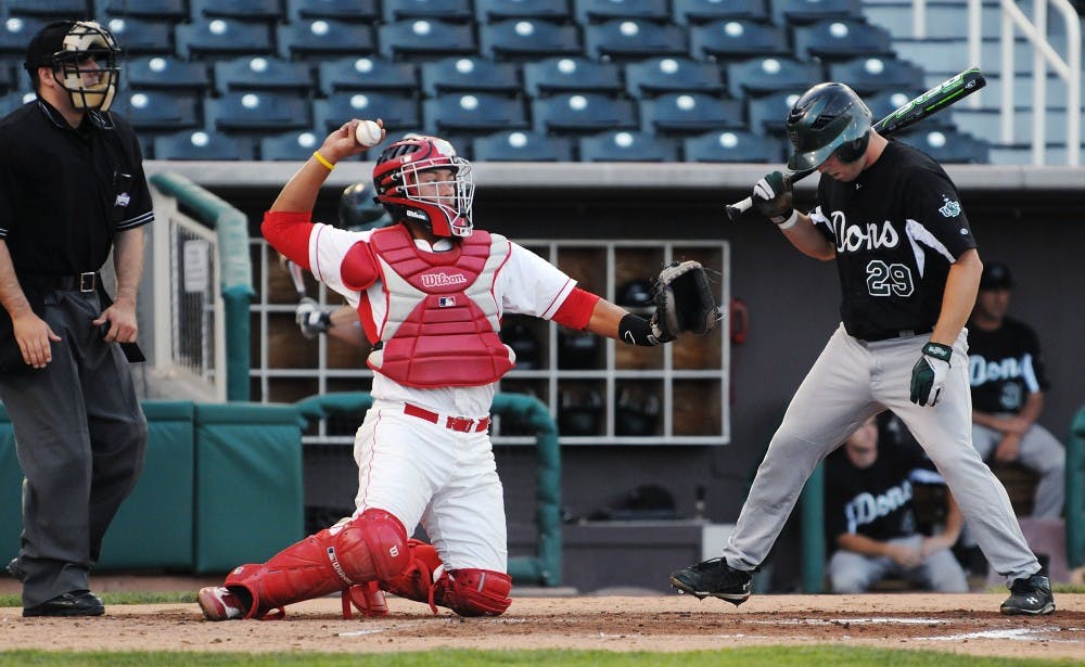 	Rafael Neda tosses a baseball toward the pitchers mound at Isotopes Park on April 20. Neda was the first UNM baseball player selected in the 2010 MLB Draft. He was taken by the Milwaukee Brewers.