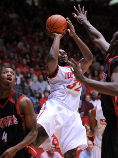 Tony Danridge makes a fadeaway jumper at The Pit on Monday. Danridge scored 16 points, and the Lobos fended off Cal State Northridge 85-74 to improve to 3-2 on the year.