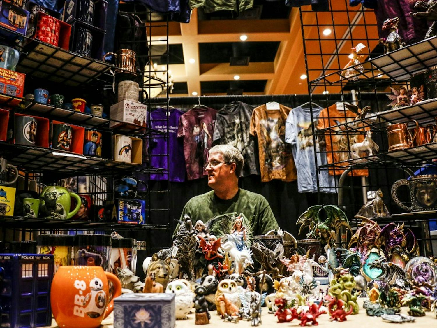 One of the vendors at the Santa Fe Comic Con sells Marvel merchandise along with many other figurines during the convention on Oct. 21, 2017. The event ran from Oct. 20-23. Individuals celebrated comics through costumes and attended panel interviews. 
