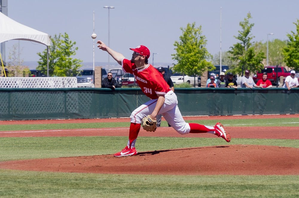 Johnathon Tripp (34) throws a cutter against Missouri State on April 15 2017.