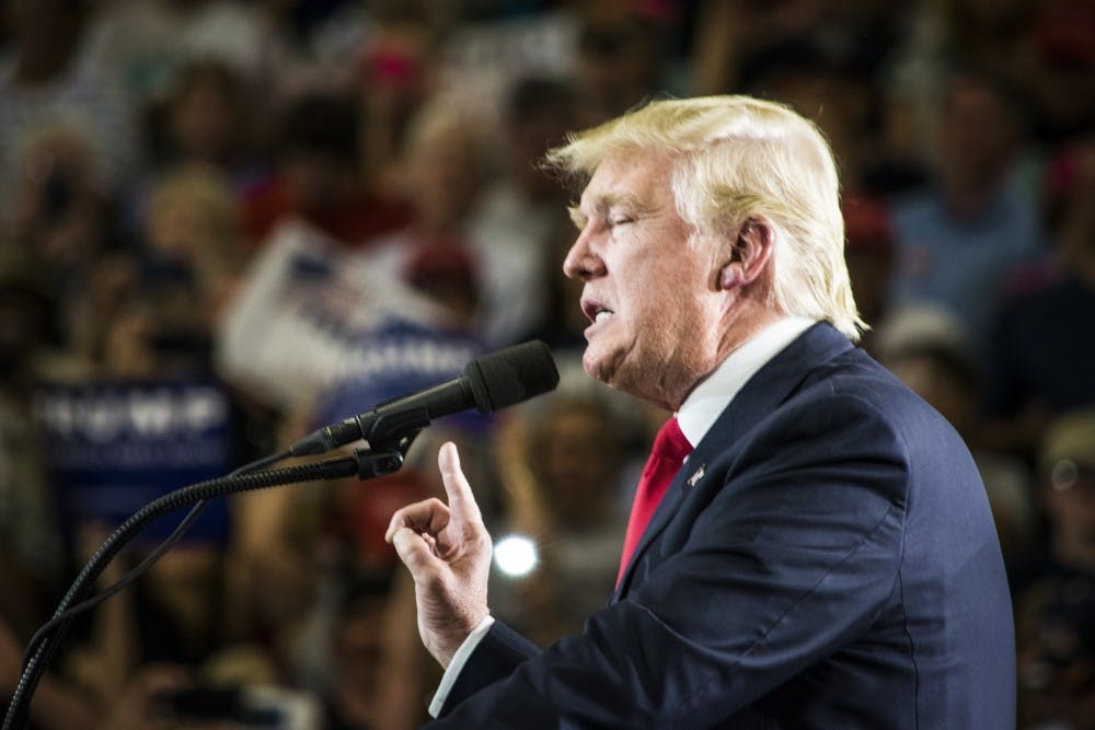Republican presidential candidate Donald Trump speaks at his Albuquerque, New Mexico rally at the Albuquerque Convention Center Tuesday, May 24, 2016.