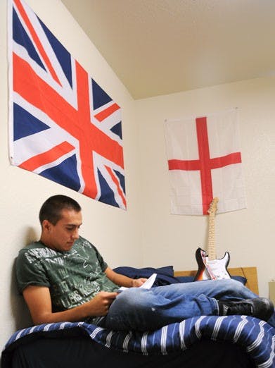Antonio Carrejo studies in his dorm room at the SRCs, where recent renovations were made.