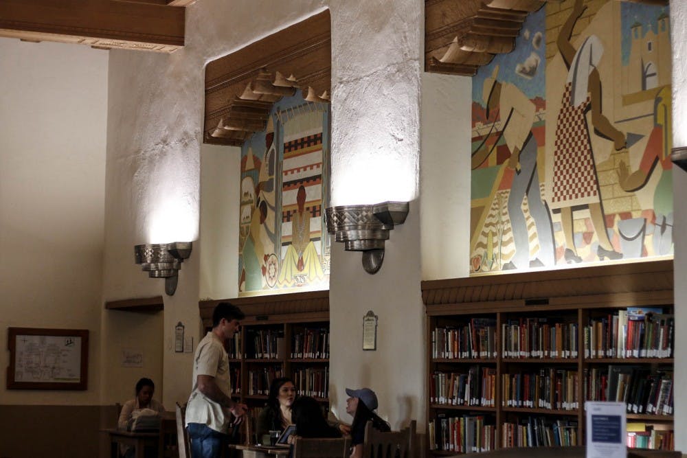 The&nbsp;“Three Peoples Murals” are located in the west wing of Zimmerman Library.  The murals include four different paintings created in 1939 by Kenneth Adams.