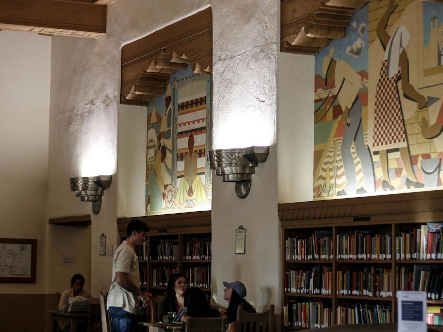 The&nbsp;“Three Peoples Murals” are located in the west wing of Zimmerman Library.  The murals include four different paintings created in 1939 by Kenneth Adams.
