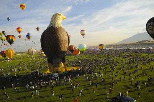 Balloons take off during the first Mass Ascension of the Albuquerque International Balloon Fiesta on Saturday.