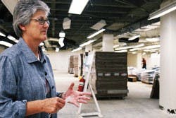 Nancy Dennis, assistant dean of University Libraries, talks Monday about the renovation being done on the first floor of Zimmerman Library.