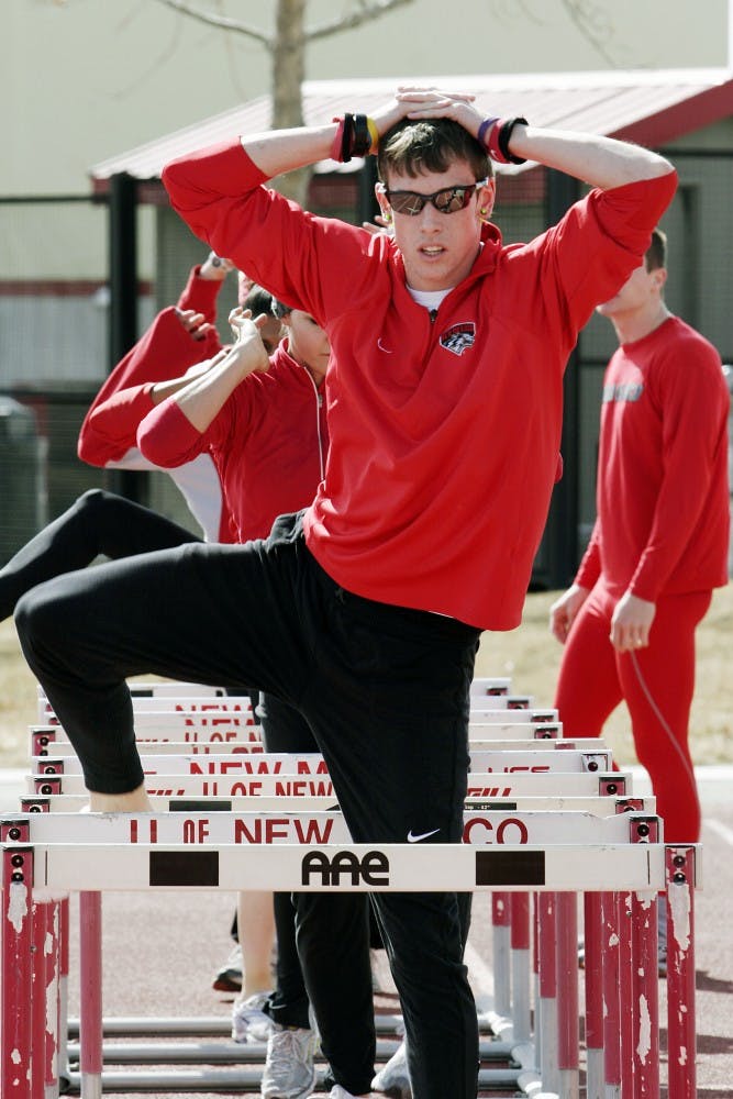 	Richard York trains for the 60-meter hurdles on Saturday at the UNM Outdoor Track Complex. 