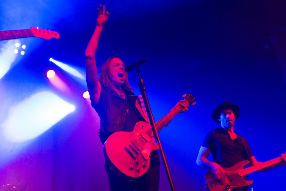 Lzzy Hale of the band Halestorm performs at the Sunshine Theater on Jan 26. Halestorm is a heavy metal group featuring a woman as the lead vocalist.