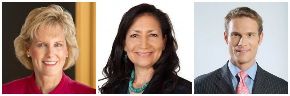 Pictured from left to right is Janice Arnold Jones, Deb Haaland and Lloyd Princeton. Tuesday night the three CD-1 candidates gathered for a debate in UNM's Kiva Auditorium.&nbsp;