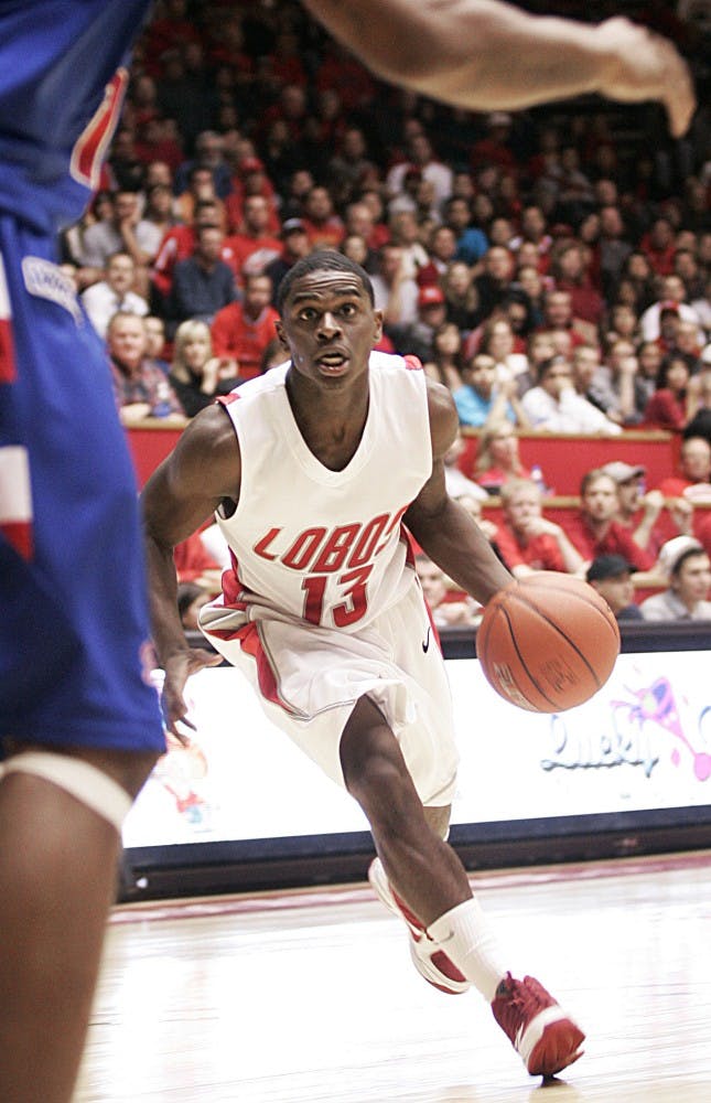 	Point guard Jamal Fenton darts through the lane against Louisiana Tech on Saturday. The Lobos swept the weekend, defeating Nicholls State on Friday, Tech on Saturday and Miami of Ohio on Sunday. The Lobos quickly dispatched Miami 85-60. 

