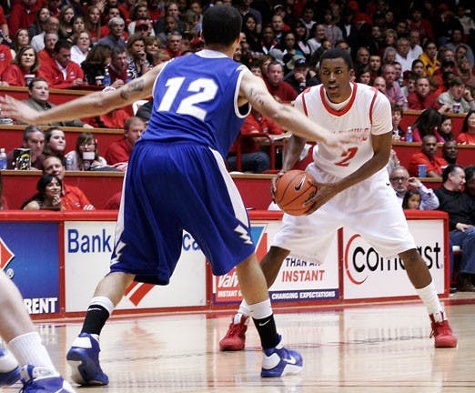 Jonathan Wills gathers himself before attacking the basket during UNM's 78-53 rout over Air Force on Saturday at The Pit. Wills had eight points and five assists and played a career-high 25 minutes.
