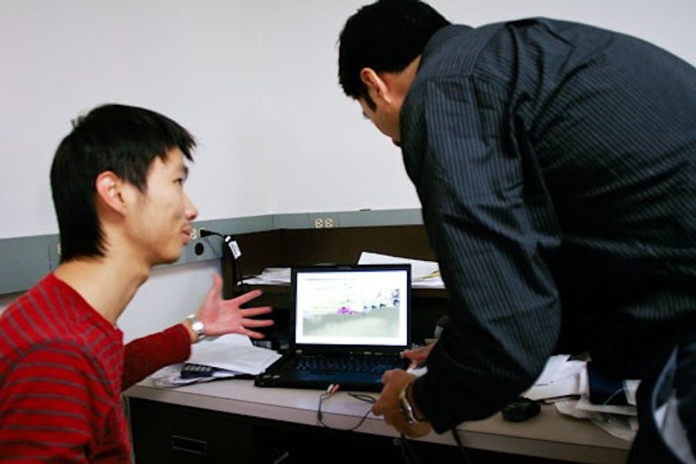 Student Ruijin Wu tests his video game during class in the Electrical and Computer Engineering building on Wednesday.