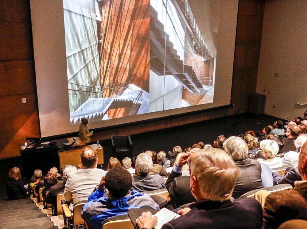       Antoine   Predock gifts the School of Architecture with archives and workspaces.   Predock spoke at George Pearl Hall on Nov. 2, 2017   