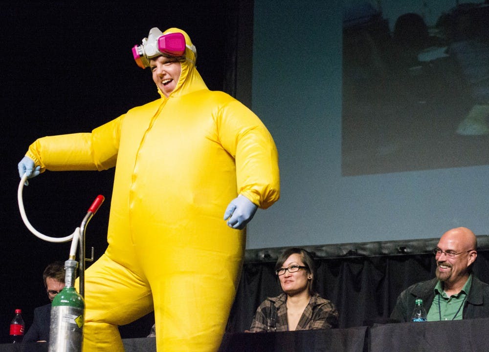 Kelly Tow participates in the costume contest during Breaking Bad Fan Festival at the Albuquerque Convention Center on Saturday. It was the inaugural Breaking Bad Fan Festival in Albuquerque.