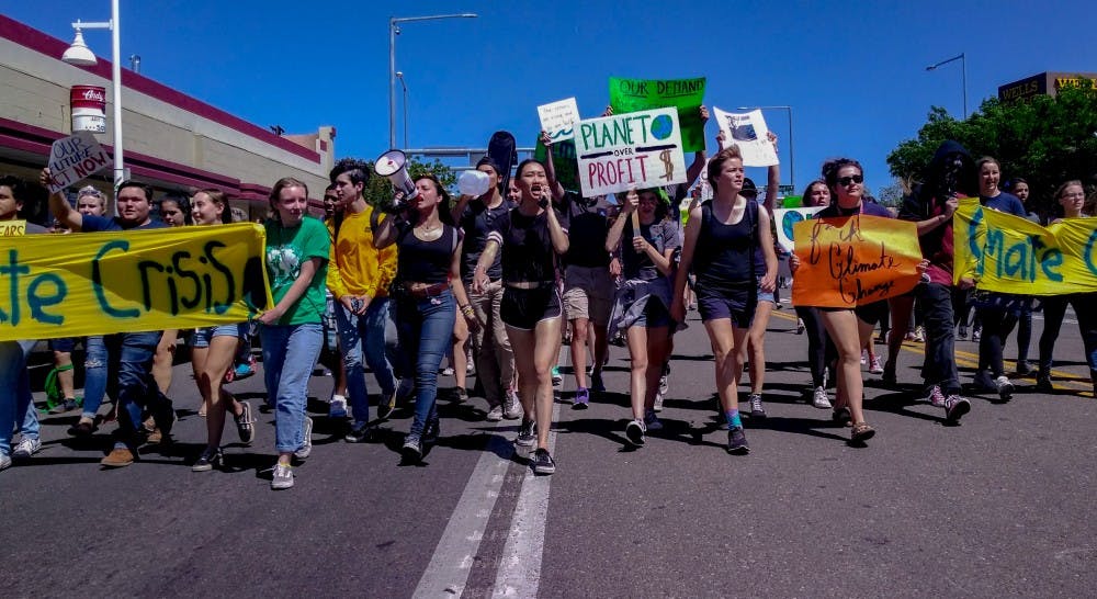 School strike for climate marchers on Central Avenue. 