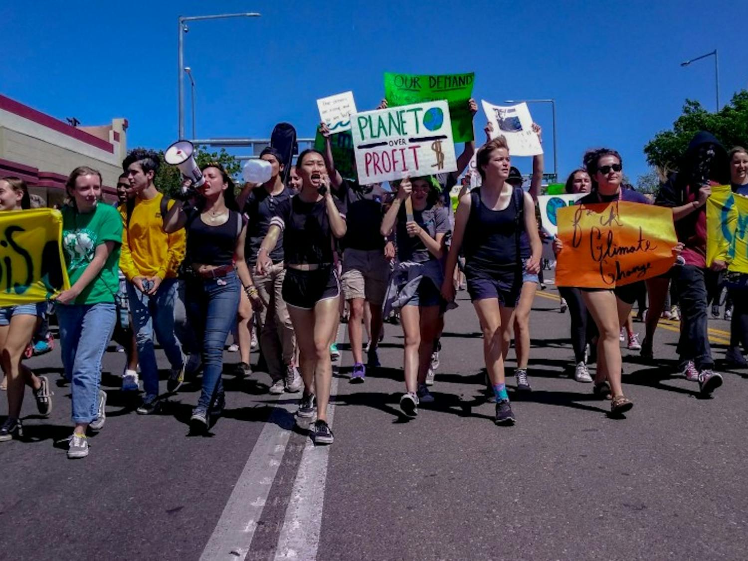 School strike for climate marchers on Central Avenue. 