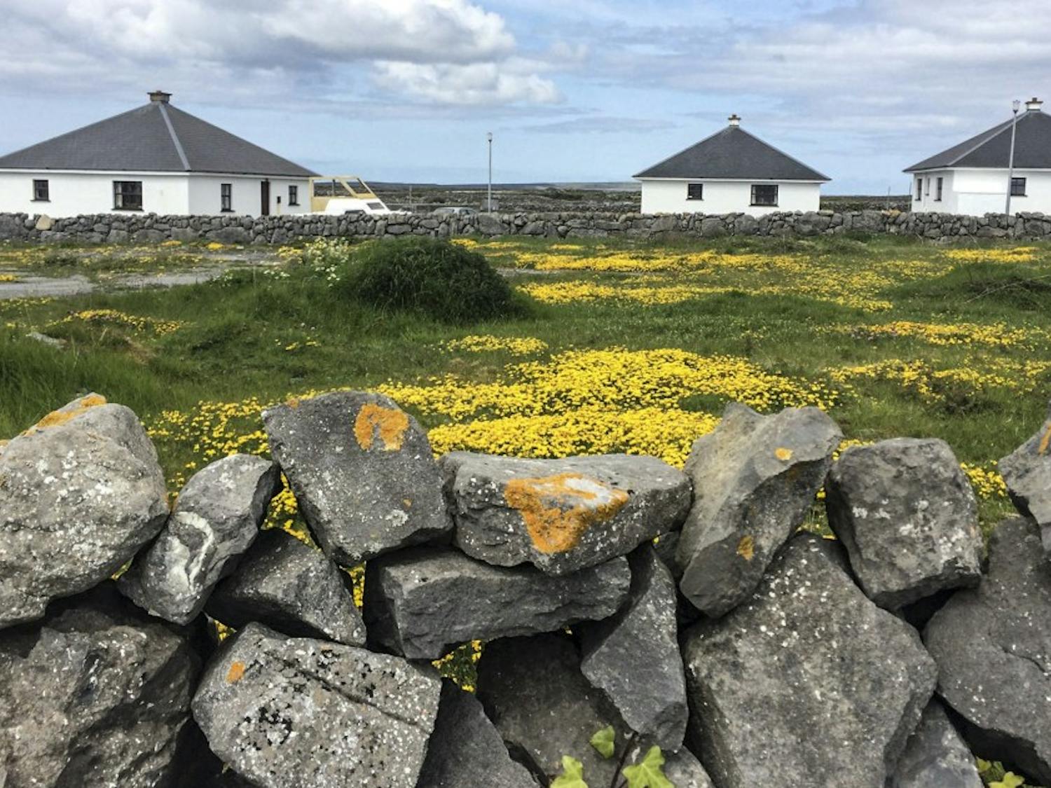 Buildings stand on Inishmaan, one of the Aran Islands, in May of 2016 during a mini-study abroad with the UNM Irish Studies Department.