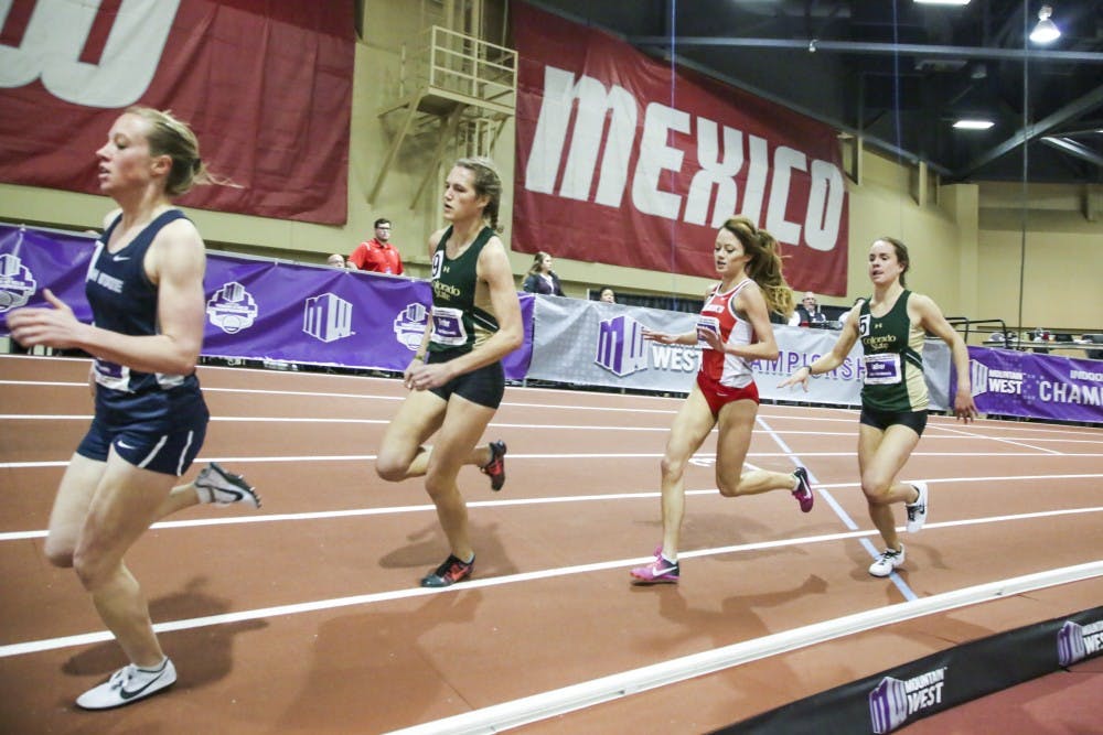 Kendall Kelly competes in the women's mile&nbsp;during the Mountain West Tournament in Albuquerque, New Mexico Saturday, Feb. 25, 2017. The Lobos will compete in the Stanford and Don Kirby Tailwind Invitationals this Friday and Saturday.&nbsp;