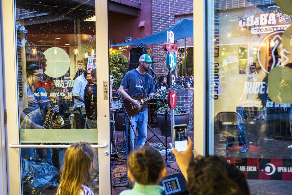 CrazyFool plays at Rude Boy Cookie on Thursday, Sept. 29, 2016. CrazyFool played at Rude Boy as a way to help promote local businesses that are being impacted by Albuquerque Rapid Transit construction.&nbsp;