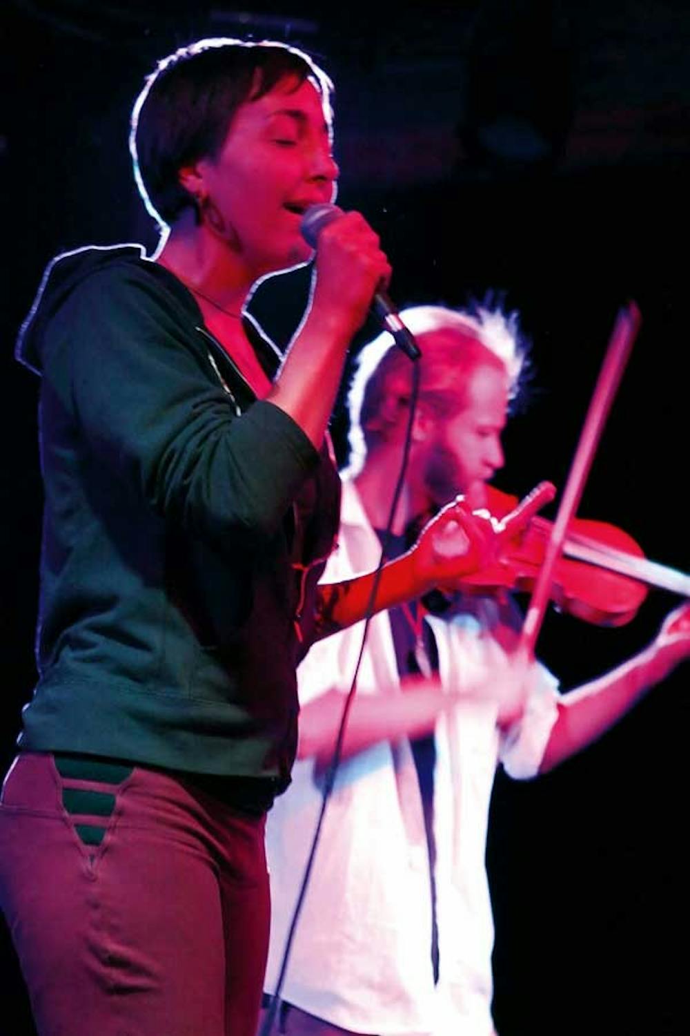 Ishtar, left, and Nathaniel Mahlberg, members of Audio Buddha, perform during the 2007 Oscillation Festival at the Cell Theatre on Saturday.