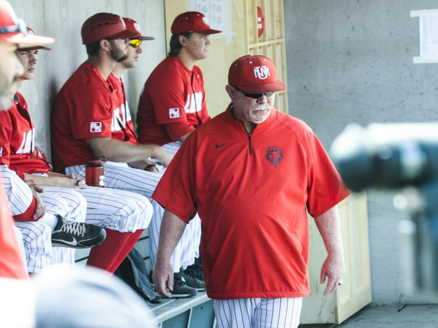 	New Mexico baseball head coach Ray Birmingham watches a play from the dugout during a game against Air Force on May 17. Birmingham will serve as hitting coach for USA Baseball’s Collegiate National Team.