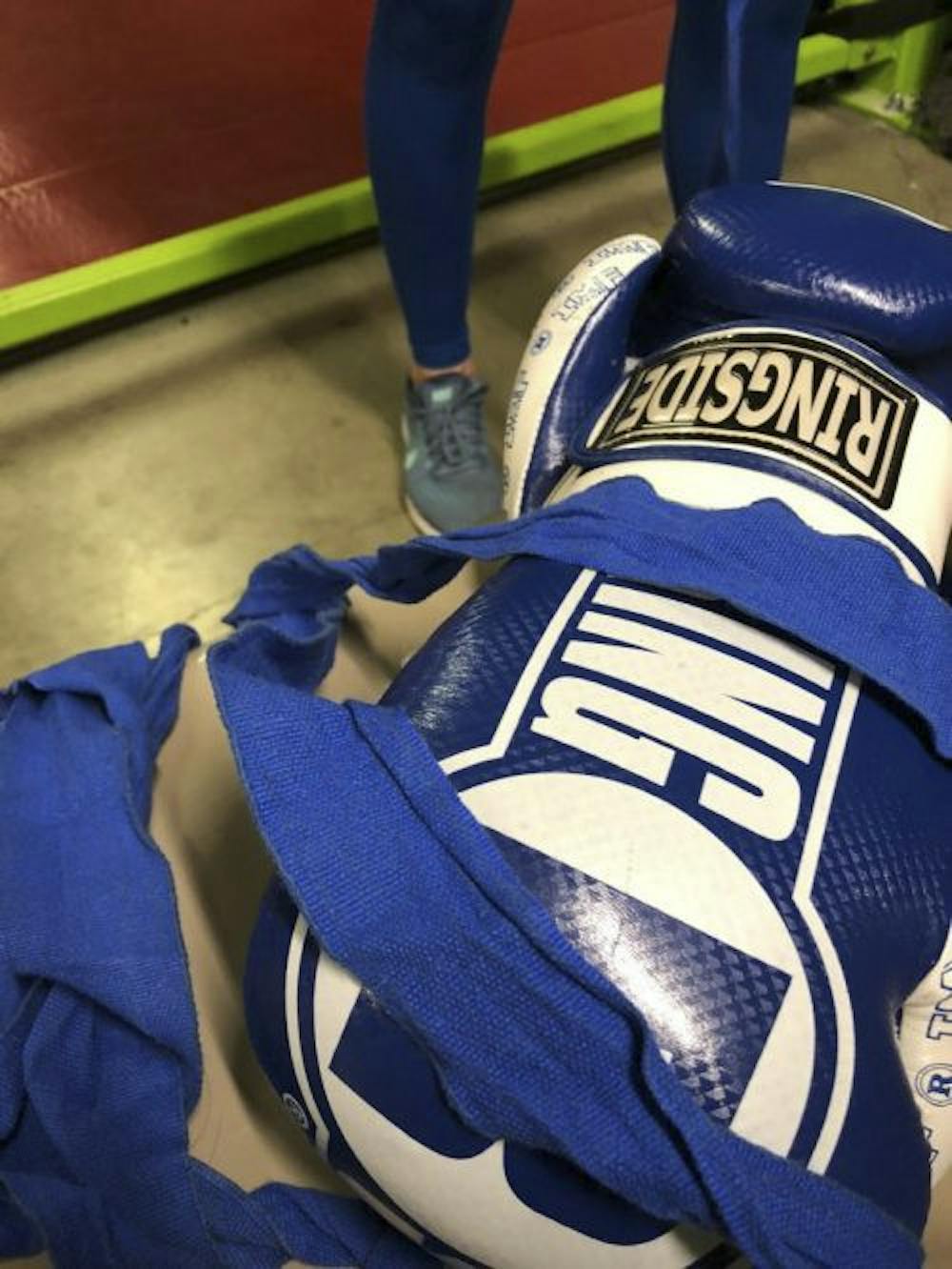 Mihok’s training gloves are set and ready for use.&nbsp;