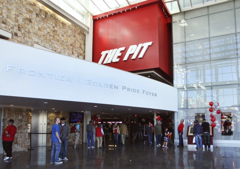 	Lobo fans file into the renovated Pit for the UNM men’s basketball team’s open house Monday. The men’s team will open its season Wednesday night in an exhibition game, while the women’s team will host an exhibition game Nov. 9.