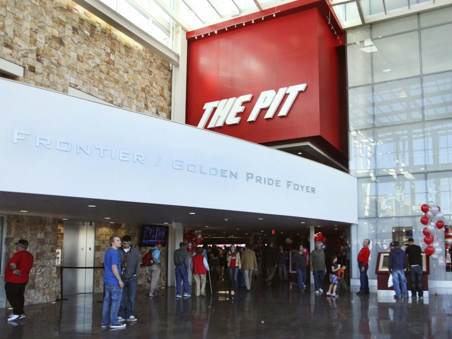 Lobo fans file into the renovated Pit for the UNM men’s basketball team’s open house Monday. The men’s team will open its season Wednesday night in an exhibition game, while the women’s team will host an exhibition game Nov. 9.