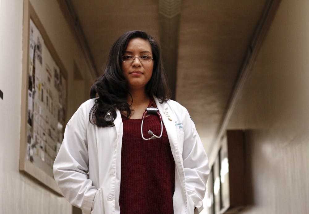 Yazmin Irazoqui poses for a Daily Lobo photographer after giving a brief interview on Dec. 17, 2017 about being a DACA recipient.