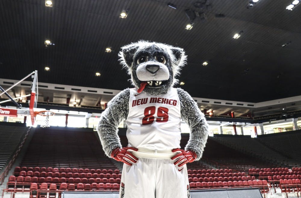 Lobo Louie poses for a photo in The Pit, on April 3, 2018.