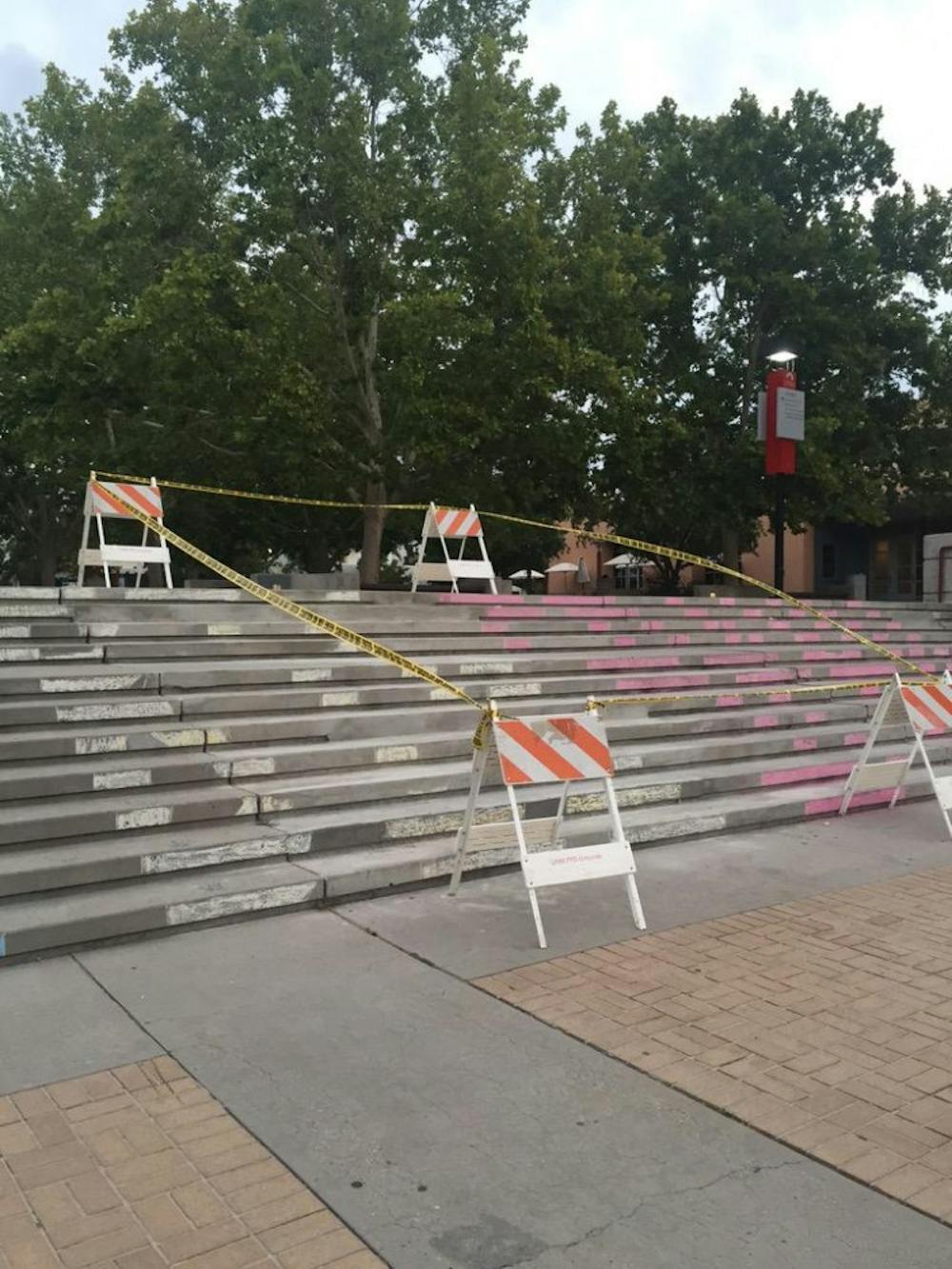 The steps near the SUB were vandalized sometime late Monday night or early Tuesday morning. A representative from the Physical Plant Department said the steps should be usable again by Wednesday.