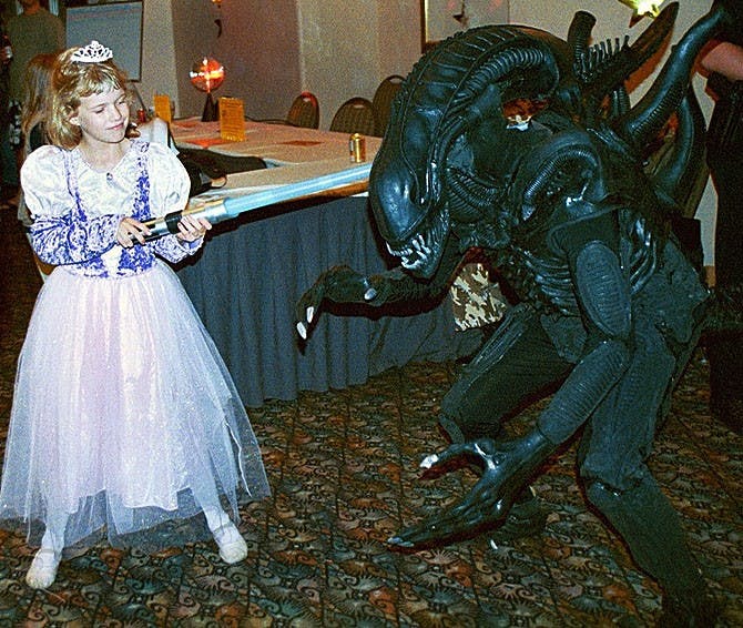 	Two participants in a costume contest battle during Bubonicon 40. The 41st-annual Bubonicon convention will be held at the Albuquerque Grand Airport Hotel starting Friday.