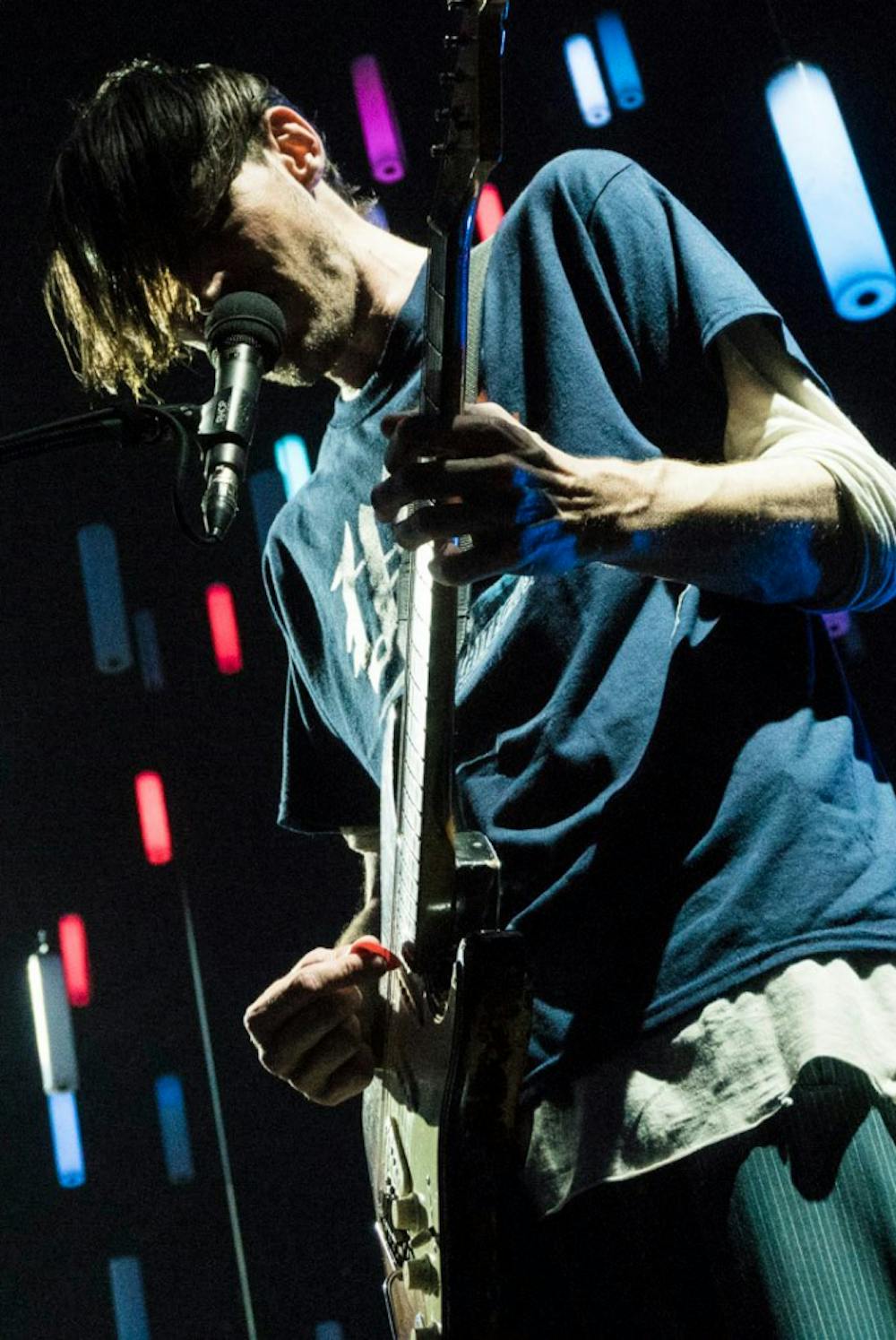 Guitarist Josh Klinghoffer performing on the ACL main stage, Oct. 8, 2017