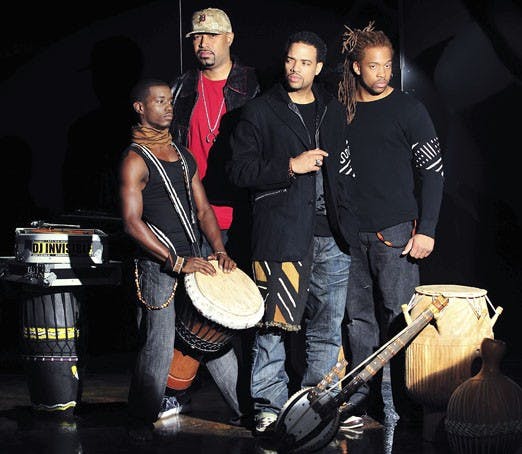 From left to right: Sowand&eacute; Keita, DJ Invisible, Mike-E and Kenny Watson of AfroFlow. The group will perform in the SUB Ballroom today.