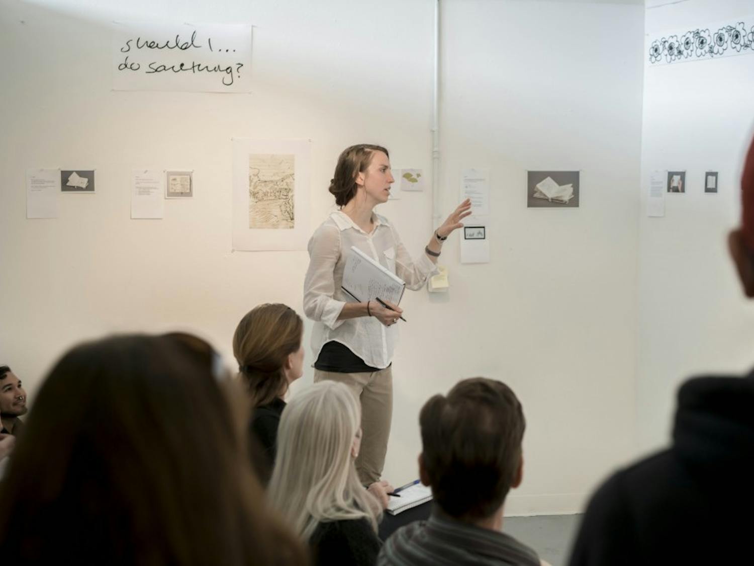 Photo of Ariel Wilson in her Art Annex Grad Studio.