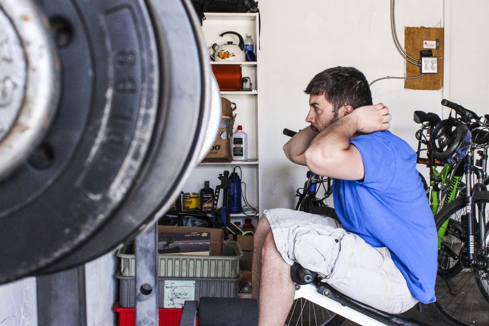 Zach Gallegos trains in his home gym Feb. 20, 2015. Gallegos has made it to the top 100 candidates for the Mars One expedition.&nbsp;
