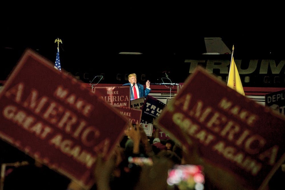 Then-Republican presidential candidate&nbsp;Donald Trump speaks to rally attendees during his Nov. 30. 2016 visit to Albuquerque, New Mexico.
