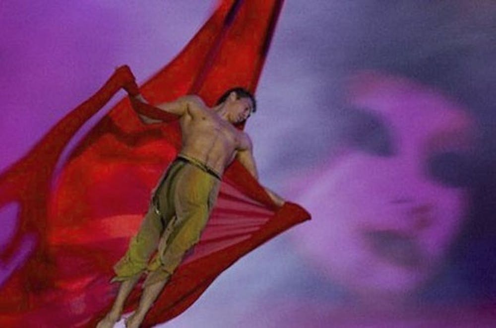 The 'Flying Man' performs in Cirque le Masque. The circus shows at Popejoy Hall Friday through Sunday.